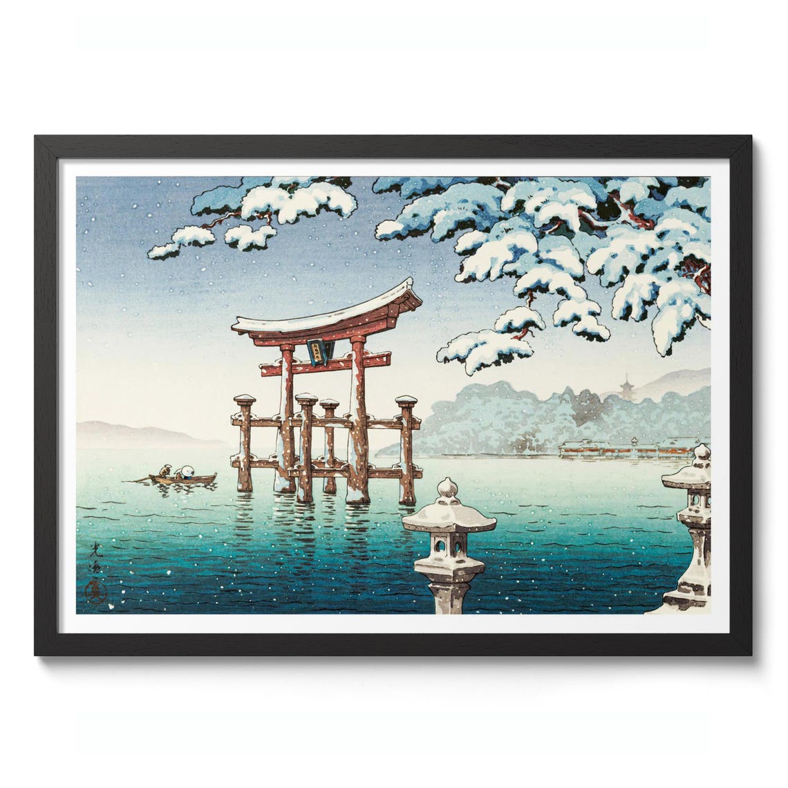 Tsuchiya Koitsu Miyajima in Snow Torii Gate Japanese Woodblock Poster