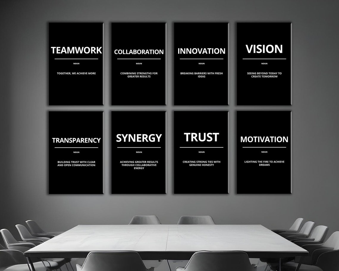 Teamwork Definition Noun Together We Achieve More Gym Black Poster - Image 5
