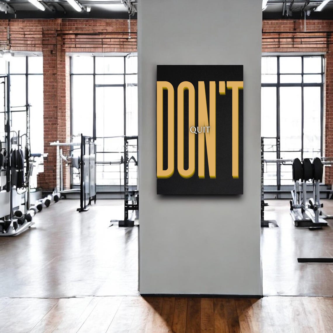 Don't Quit Gold Bold Lettering Black Industrial Gym Quote Poster - Image 4