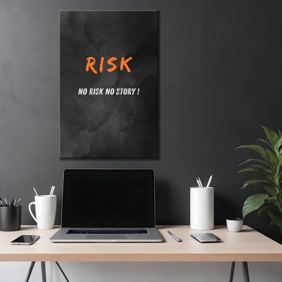 Risk No Risk No Story Orange Brush Black Motivational Decor Poster - Image 4