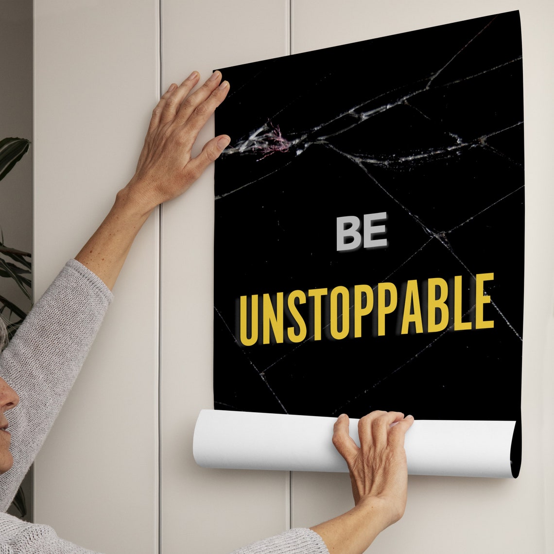 Be Unstoppable Quote Gold Text Black Marble Gym Motivation Poster - Image 2
