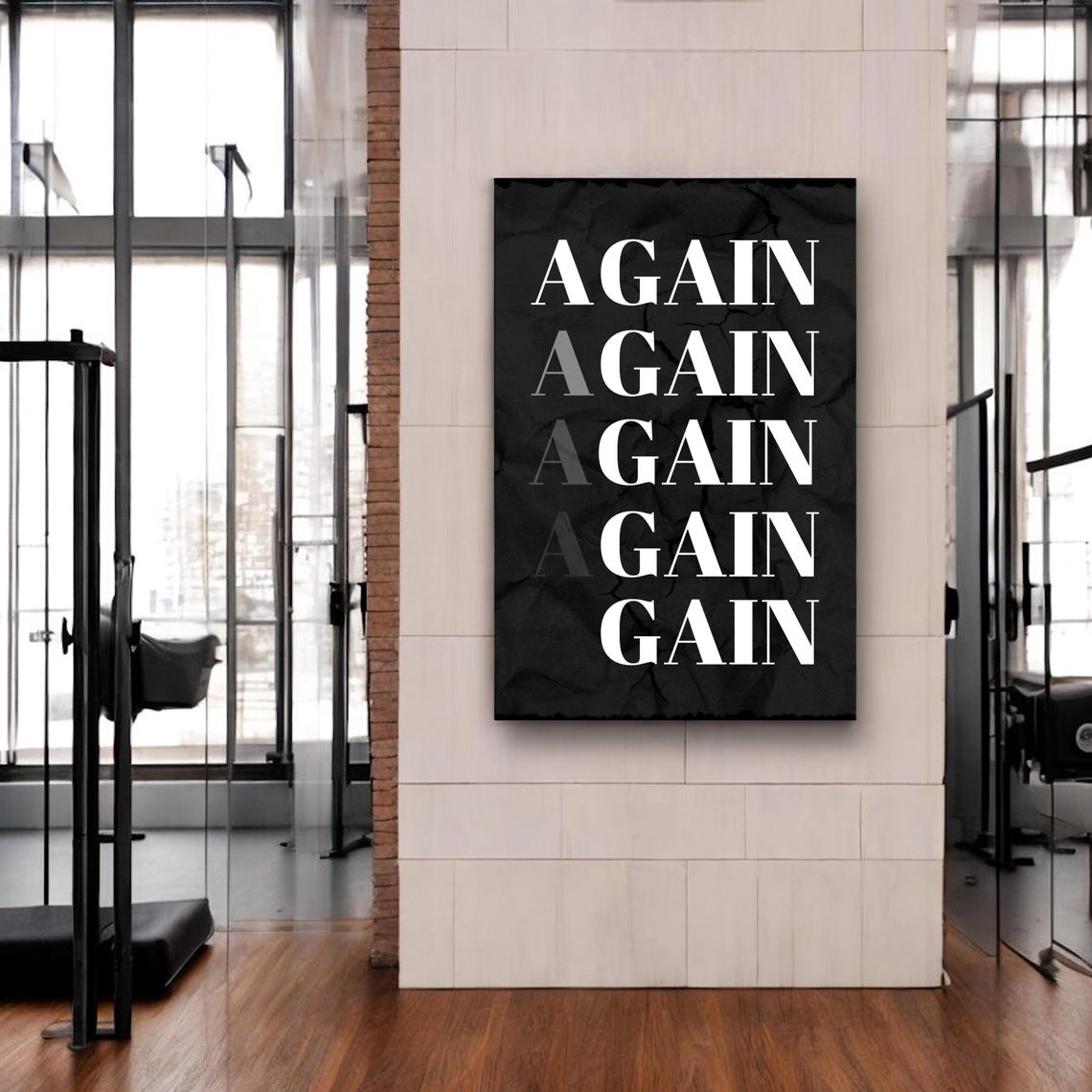 Again Gain Optical Illusion Typography Black Gym Wall Poster - Image 4