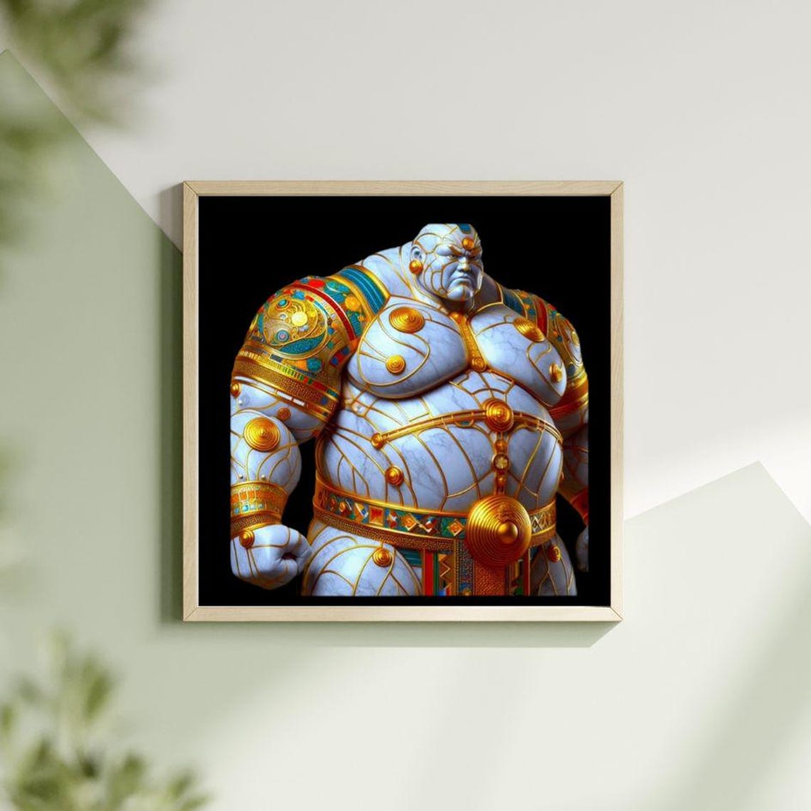 White Marble Gold Muscular Bodybuilder Torso Sculpture Art Poster - Image 2