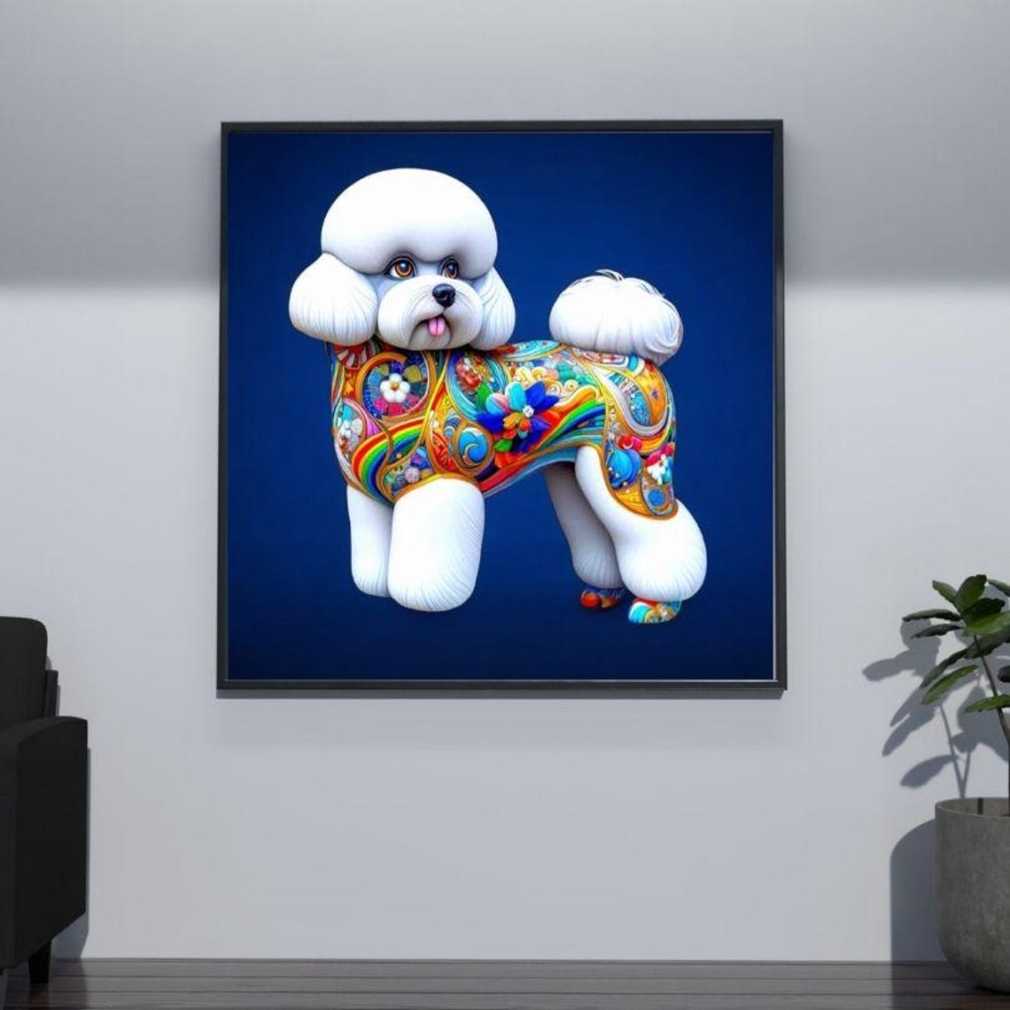 Rainbow Floral Psychedelic Bichon Frise Dog Modern Pop Art Poster - Image 3