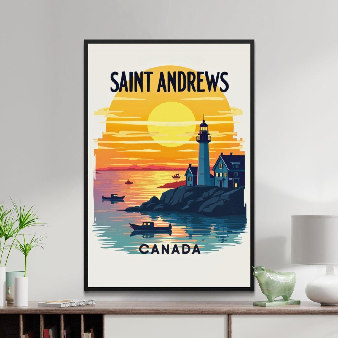 Saint Andrews Canada Lighthouse Sunset Coastal Seascape Poster