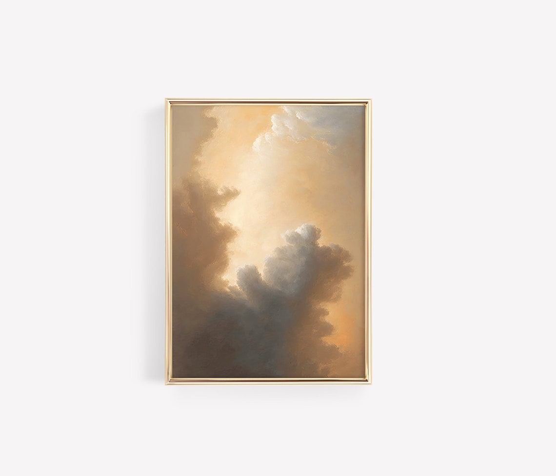 Golden Cloud Study Warm Abstract Sky Oil Painting Art Poster - Image 3