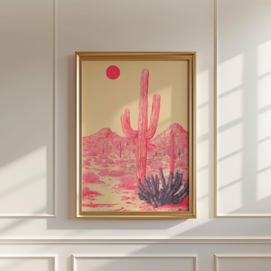 Mexican Desert Pink Art Print Housewarming Birthday Gift Southwestern Wall Decor Gift For Her Or Him