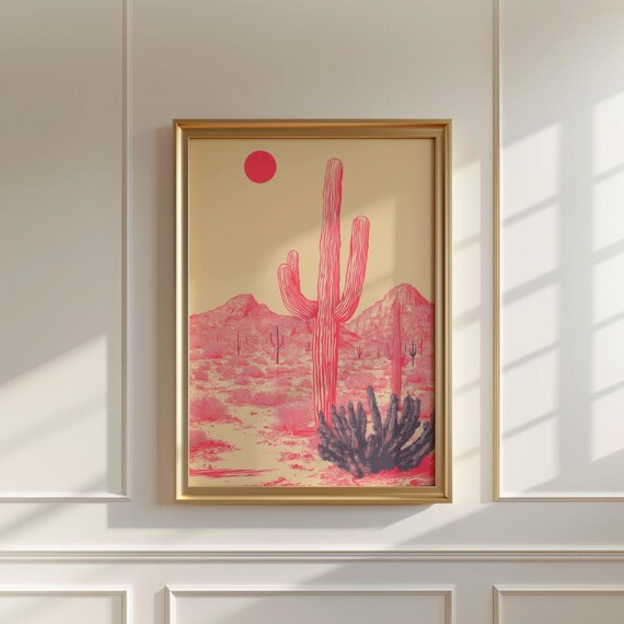 Mexican Desert Pink Art Print Housewarming Birthday Gift Southwestern Wall Decor Gift For Her Or Him