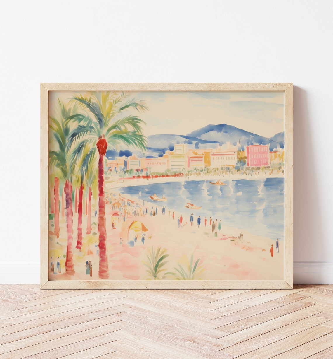 Matisse Inspired Seaside Promenade Palm Beach Watercolor Art Poster - Image 3