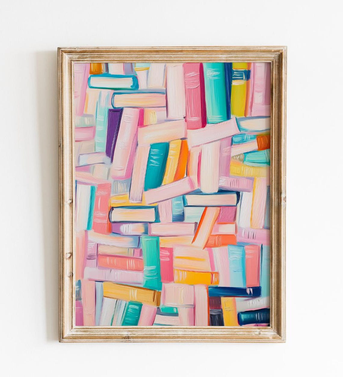 Abstract Colorful Bookshelf Painting Book Lover Library Art Print