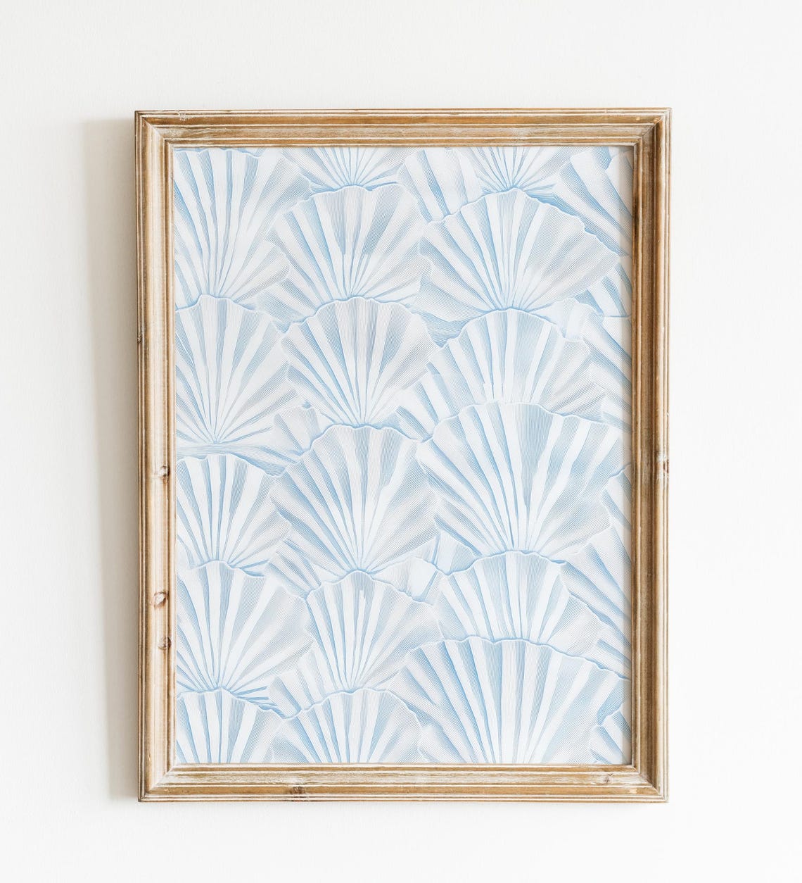 Blue Scallop Shell Pattern Coastal Chic Abstract Watercolor Poster