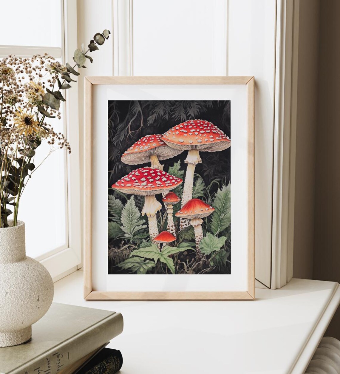 Botanical Mushroom Poster, Gothic Vintage Lithography - Image 3