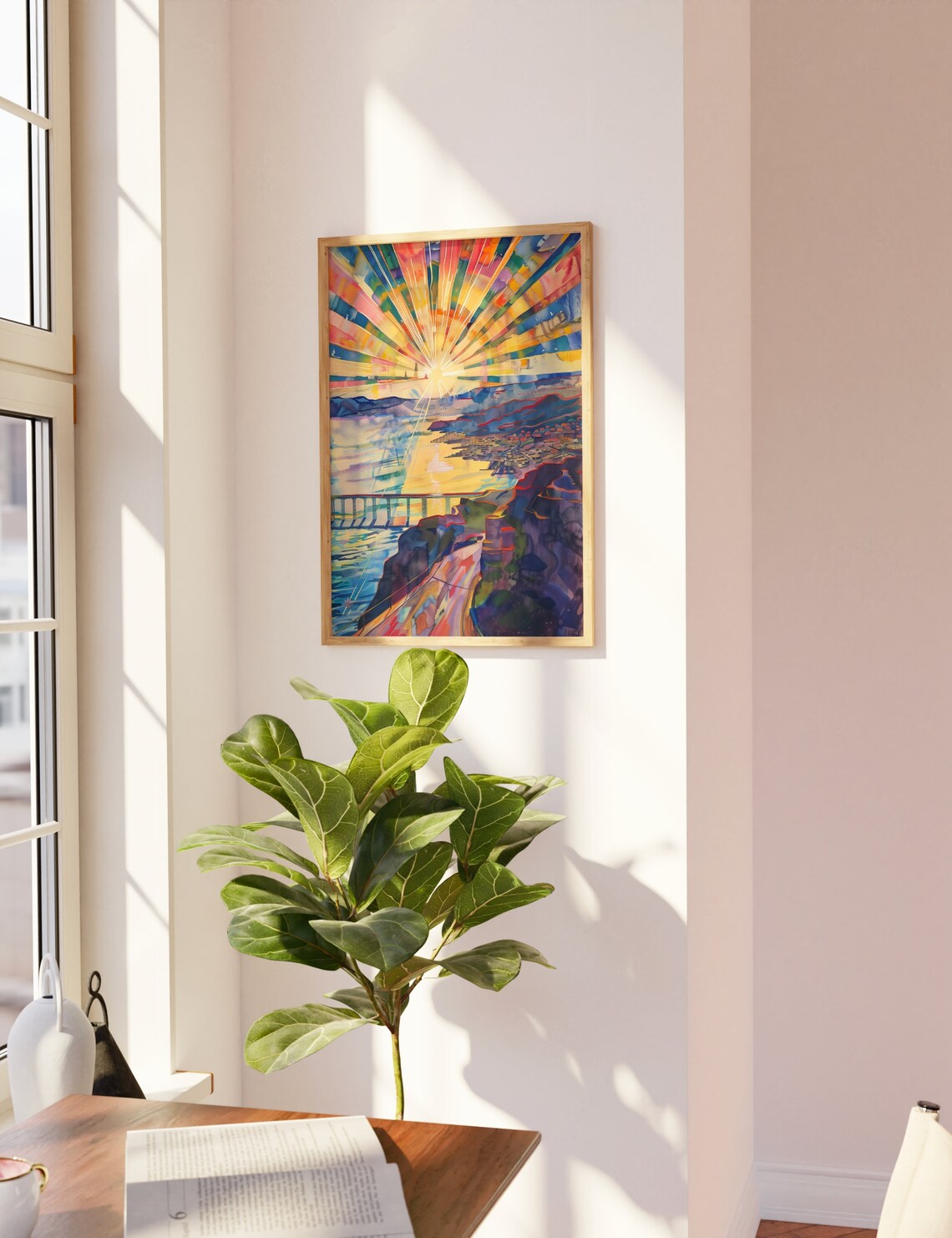 Edvard Munch The Sun Expressionist Sunrise Over Fjord Watercolor Poster - Image 3