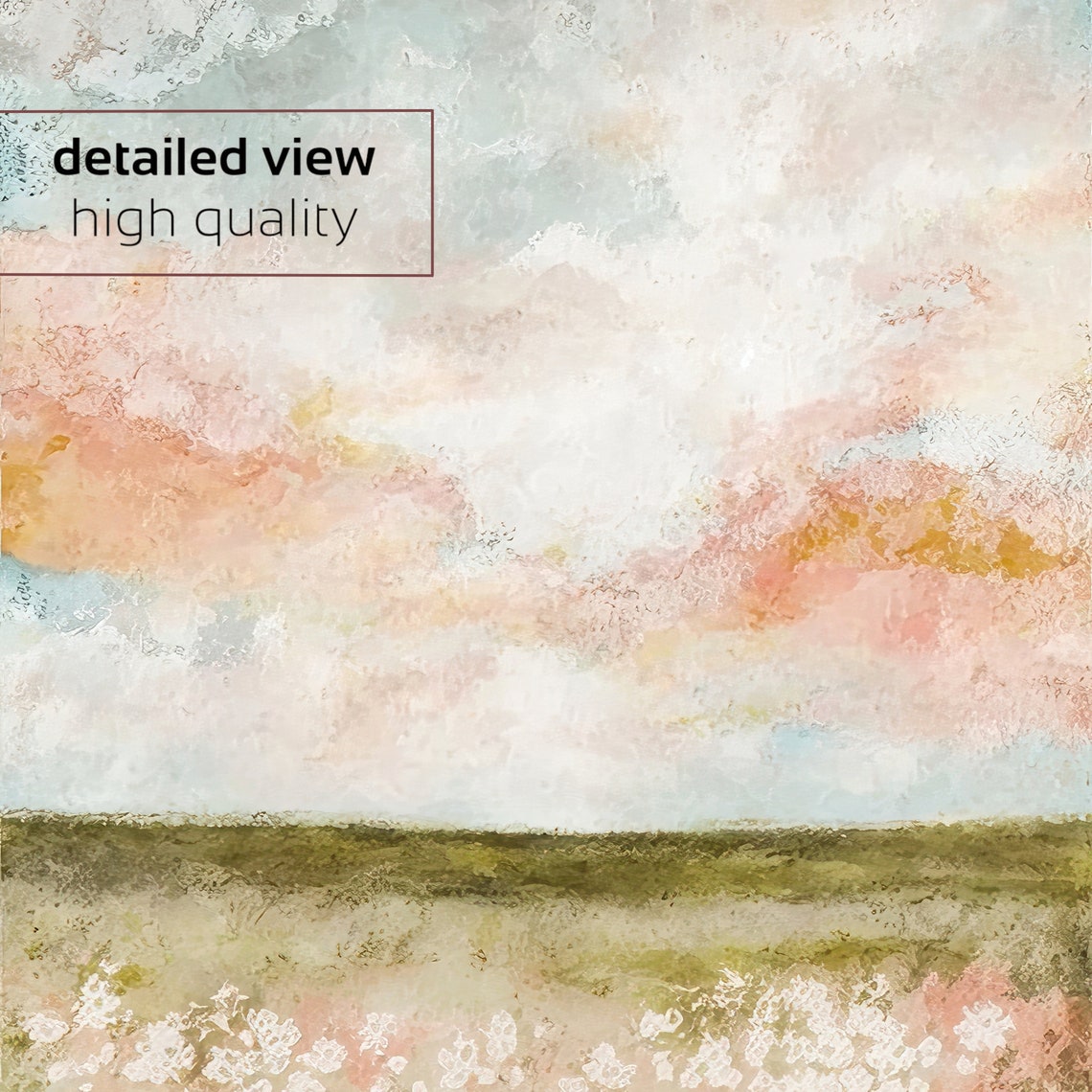 Abstract Pastel Sky Over Wildflower Field Horizon Art Poster - Image 2