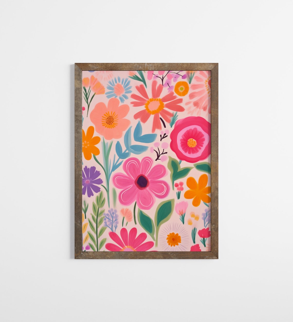 Colorful Wildflower Pattern Pink Background Bright Floral Poster - Image 3