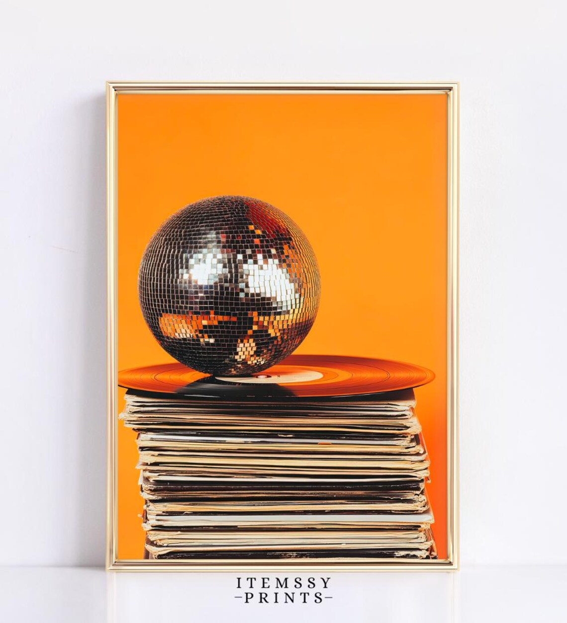Retro Vinyl Music Poster, Vintage Disco Ball Decor
