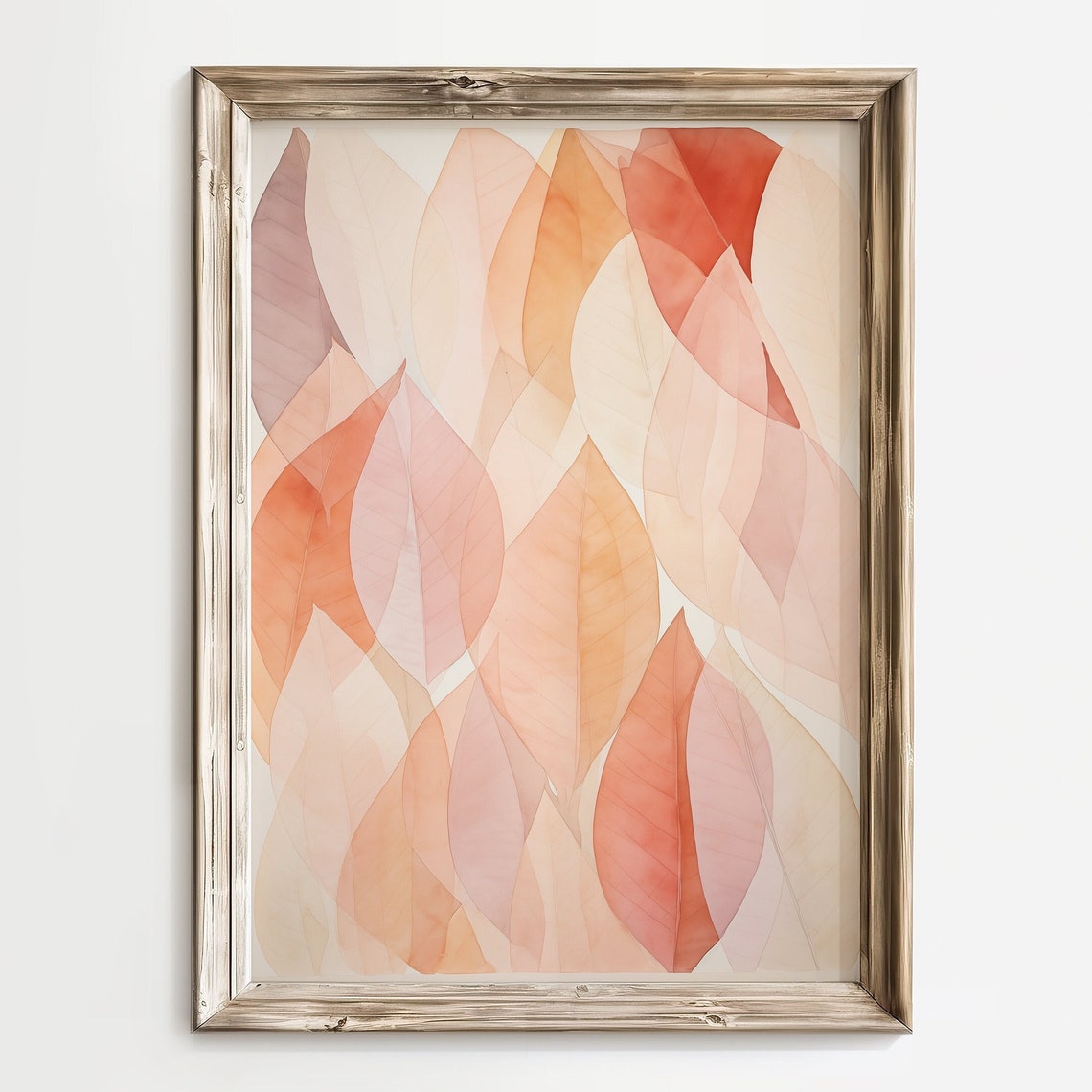 Abstract Translucent Leaves Peach Watercolor Botanical Poster