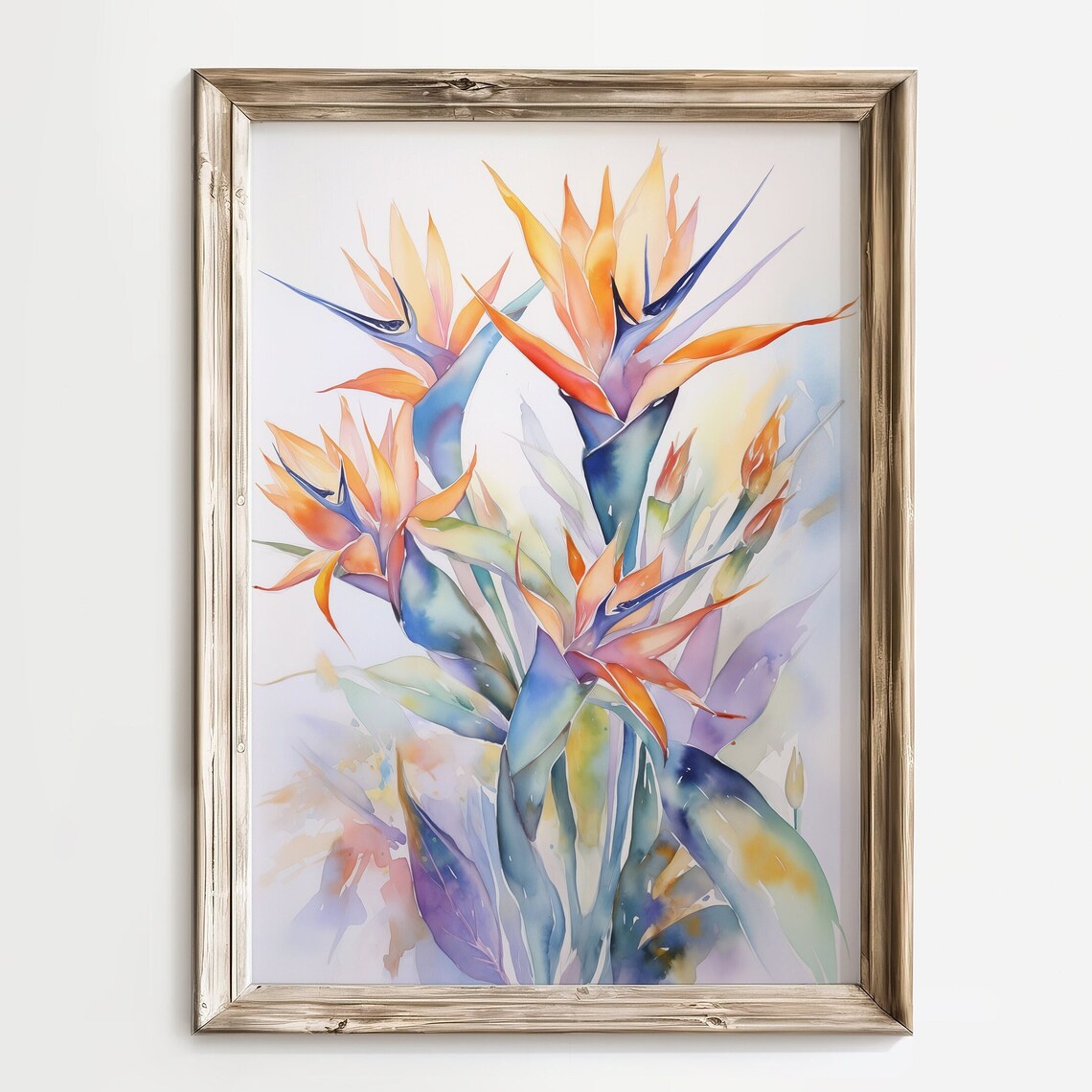 Bird of Paradise Watercolor Vibrant Tropical Flower Botanical Print