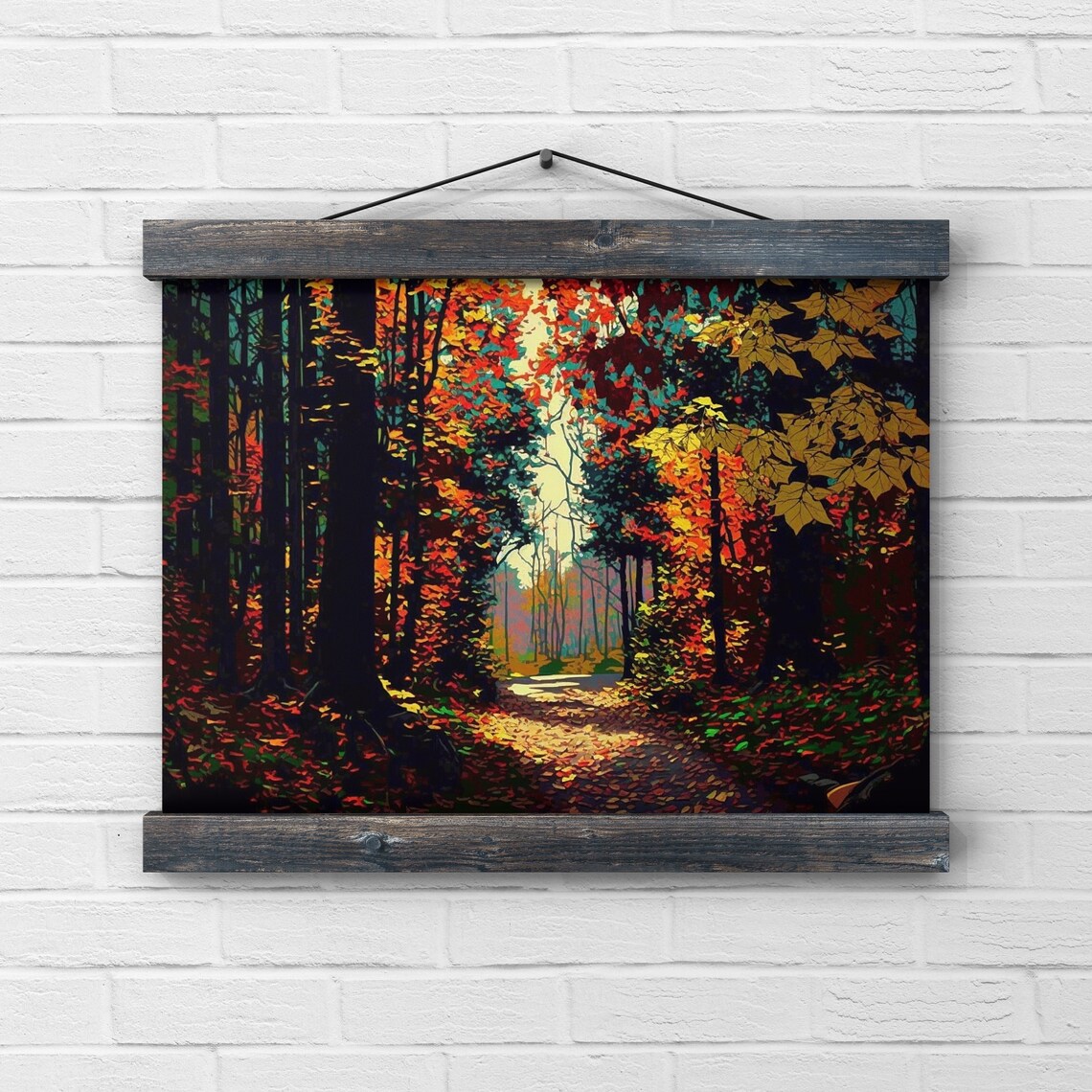 Cool Forest Flat Design, Fall Landscape Art - Image 2