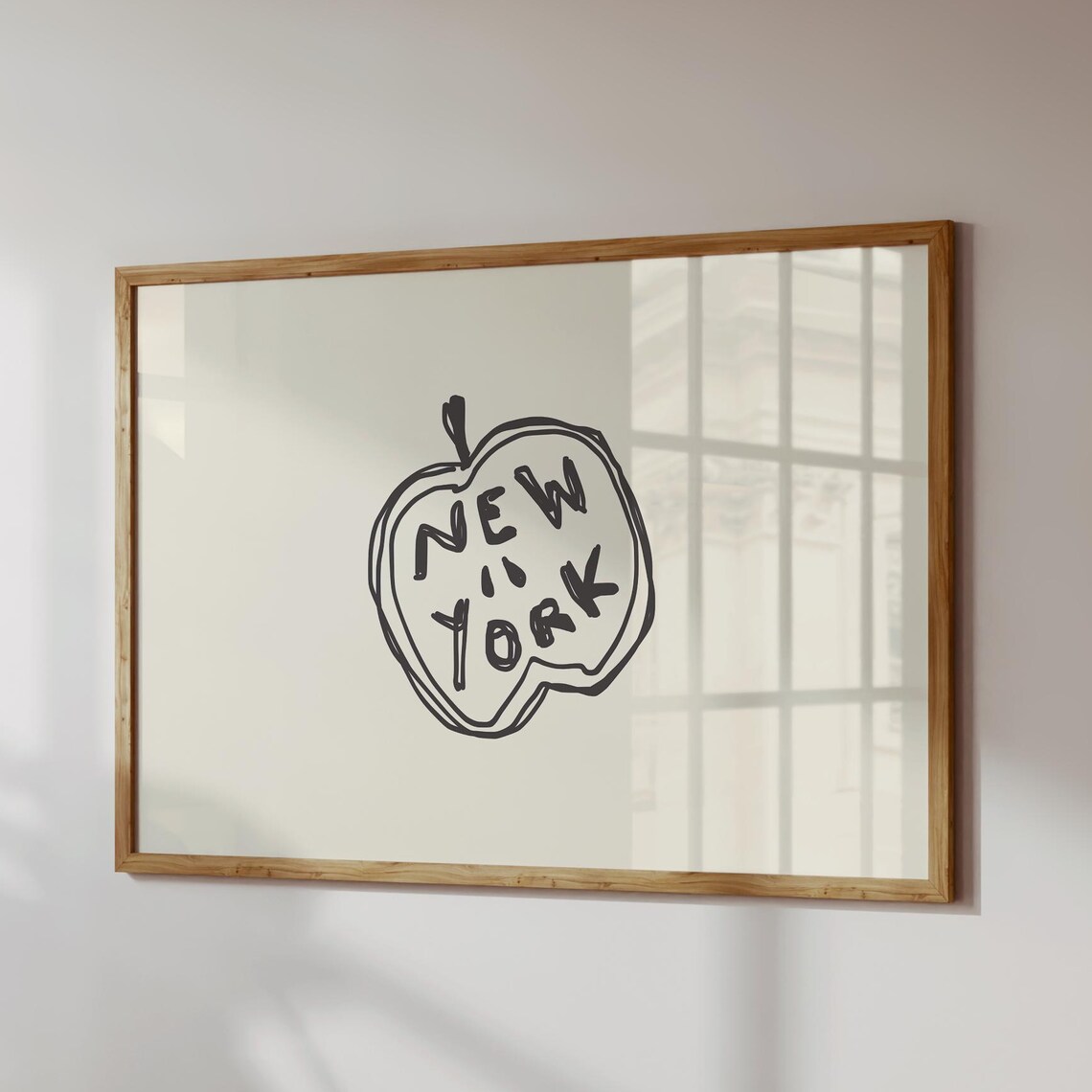 New York Big Apple Minimalist Line Art Sketch Travel City Poster
