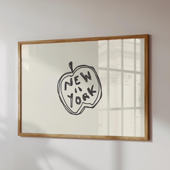 Funky New York Print Hand Drawn Nyc Apartment Decor Digital Download Horizontal