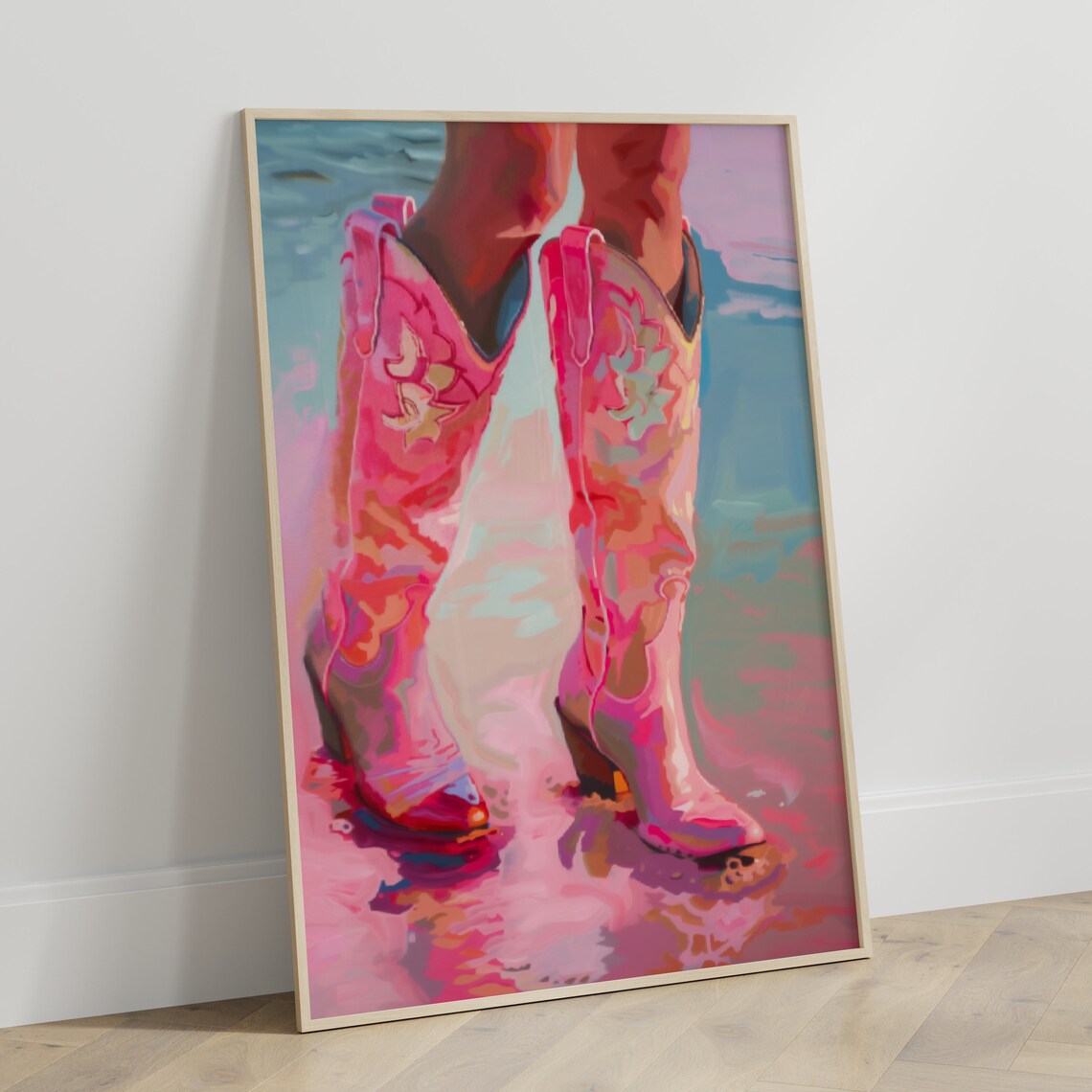 Pink Cowgirl Boots Print Coastal Cowgirl Boots Wall Art Pink Preppy Western Wall Art Trendy Pink Wall Art - Image 3