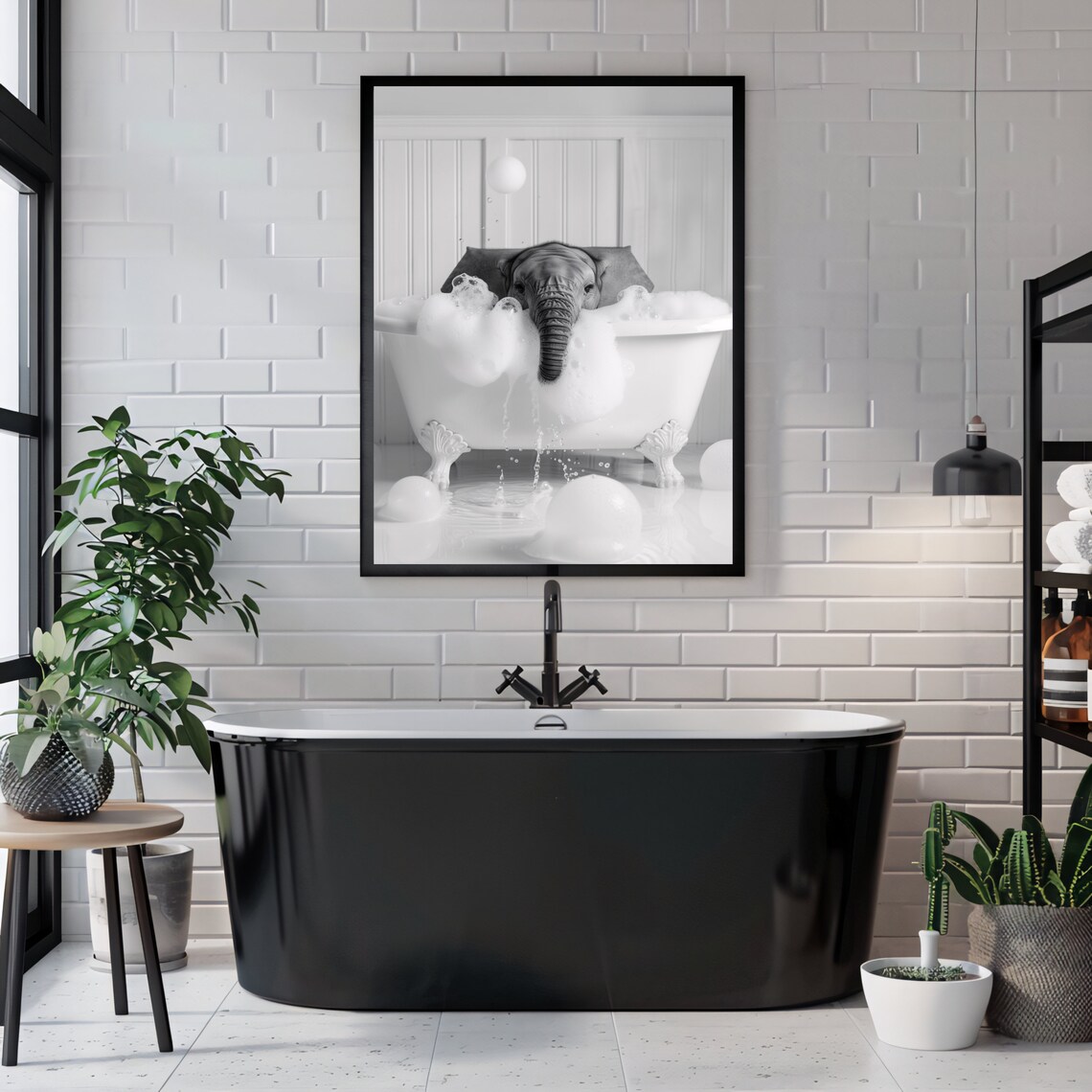 Elephant In Bathtub Funny Bathroom Art Print - Image 3