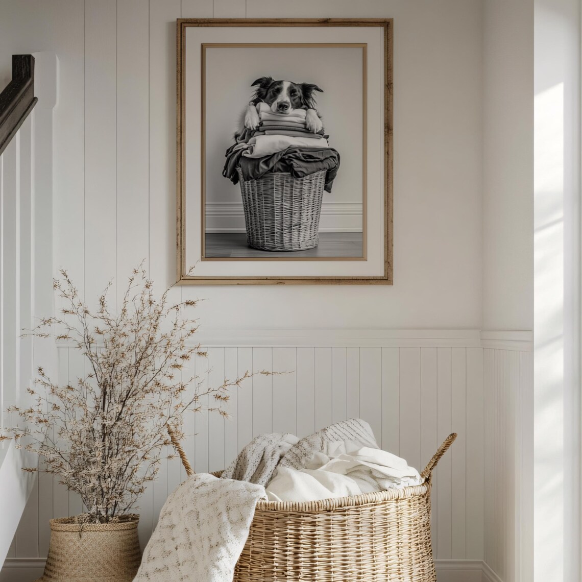 Cute Border Collie Dog Print, Farmhouse Laundry Decor - Image 3