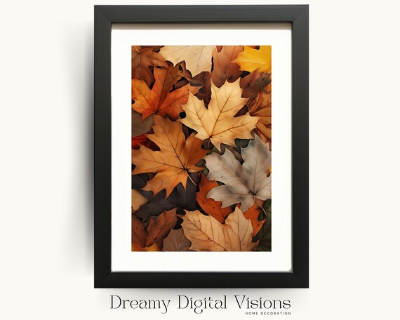 Autumn Maple Leaves Poster Fall Leaves Close Up Cozy Seasonal Nature Wall Decor