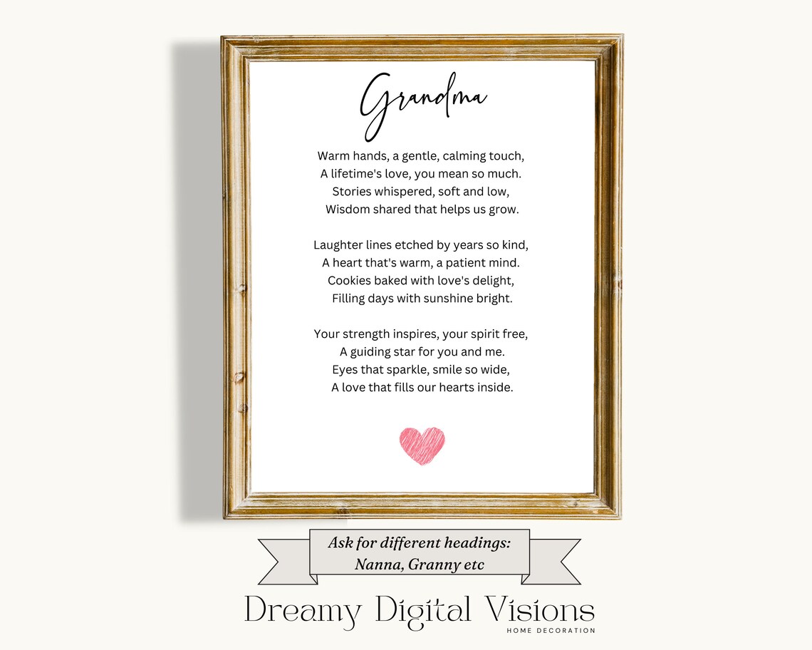 Sweet Grandma Poem Heartfelt Gift From Grandkids Christmas Poster