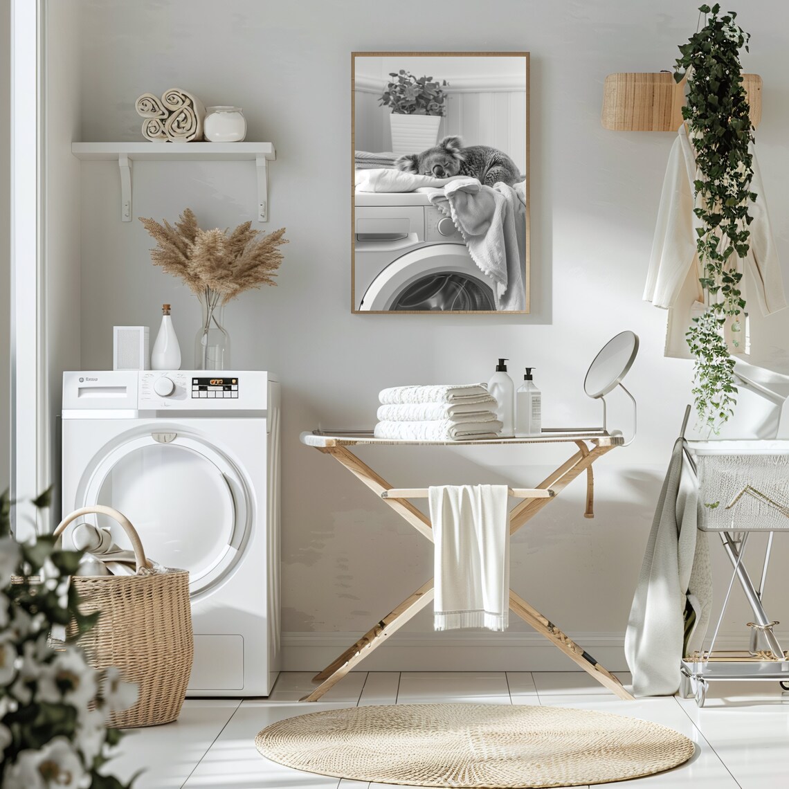 Adorable Koala Asleep on a Washing Machine Art Print - Image 3