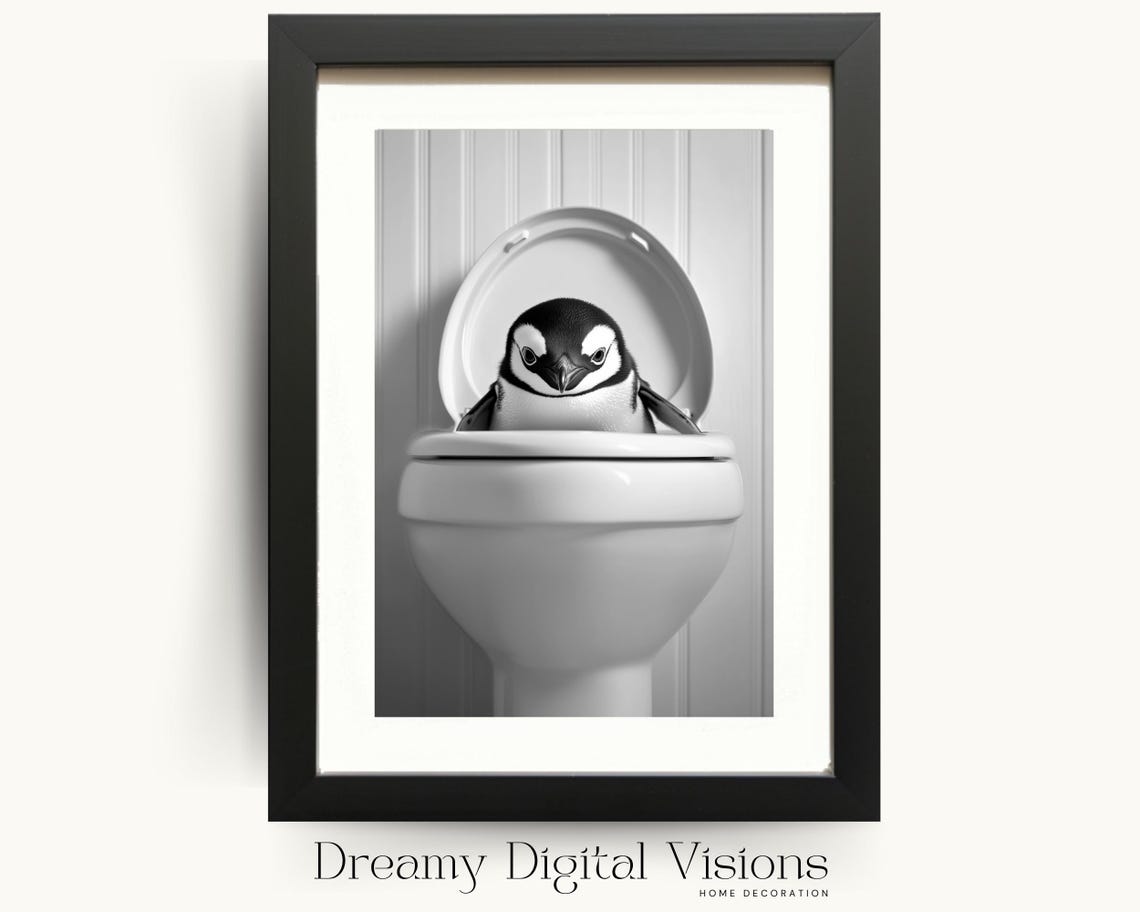 Funny Penguin Toilet Print Humorous Toilet Decor Funny Animal Bathroom Print Penguin Lover Gift Animal Toilet Print Cloakroom Wall Art