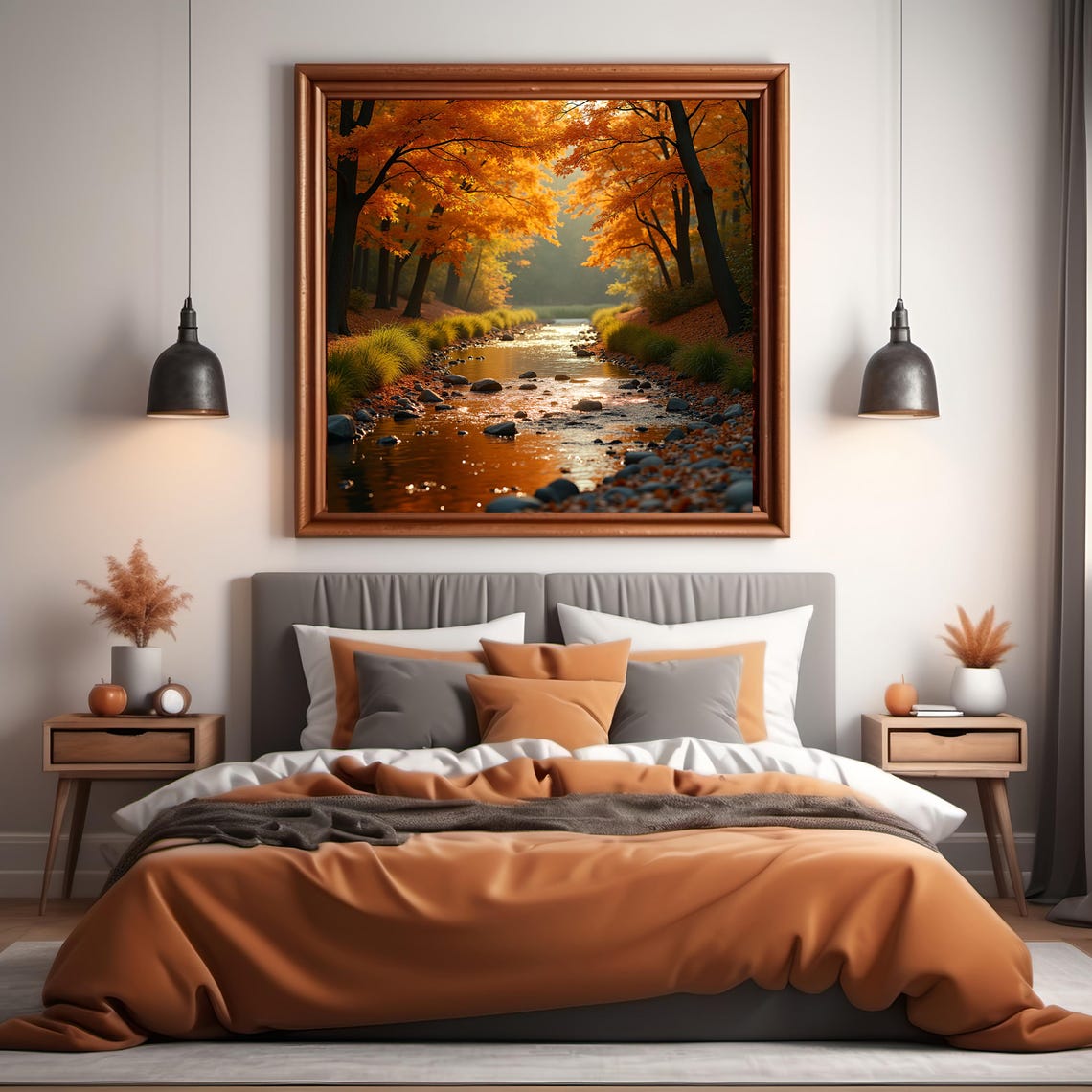 Autumn Brook Golden Maple Canopy Sunlit Creek Cozy Fall Poster - Image 2