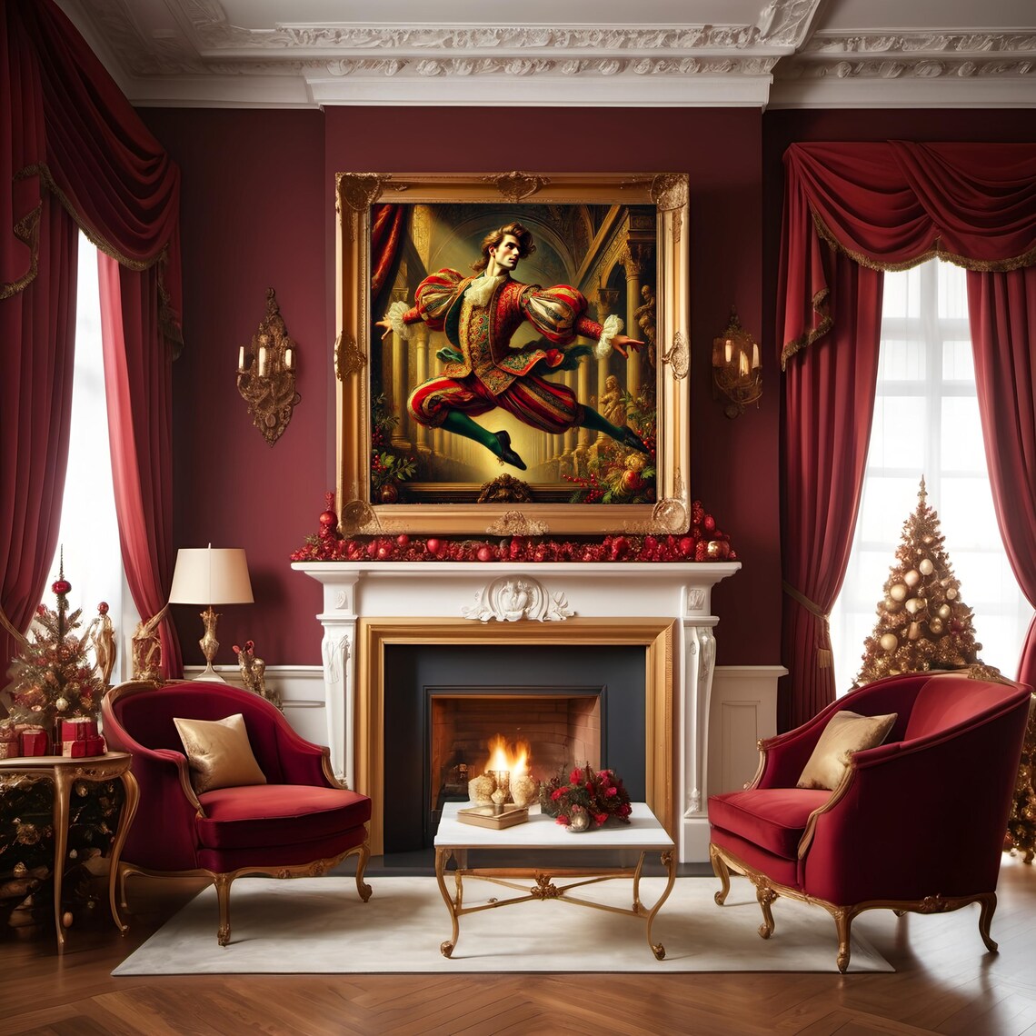 Ten Lords A Leaping Victorian Christmas Baroque Dancer Holiday Poster - Image 2