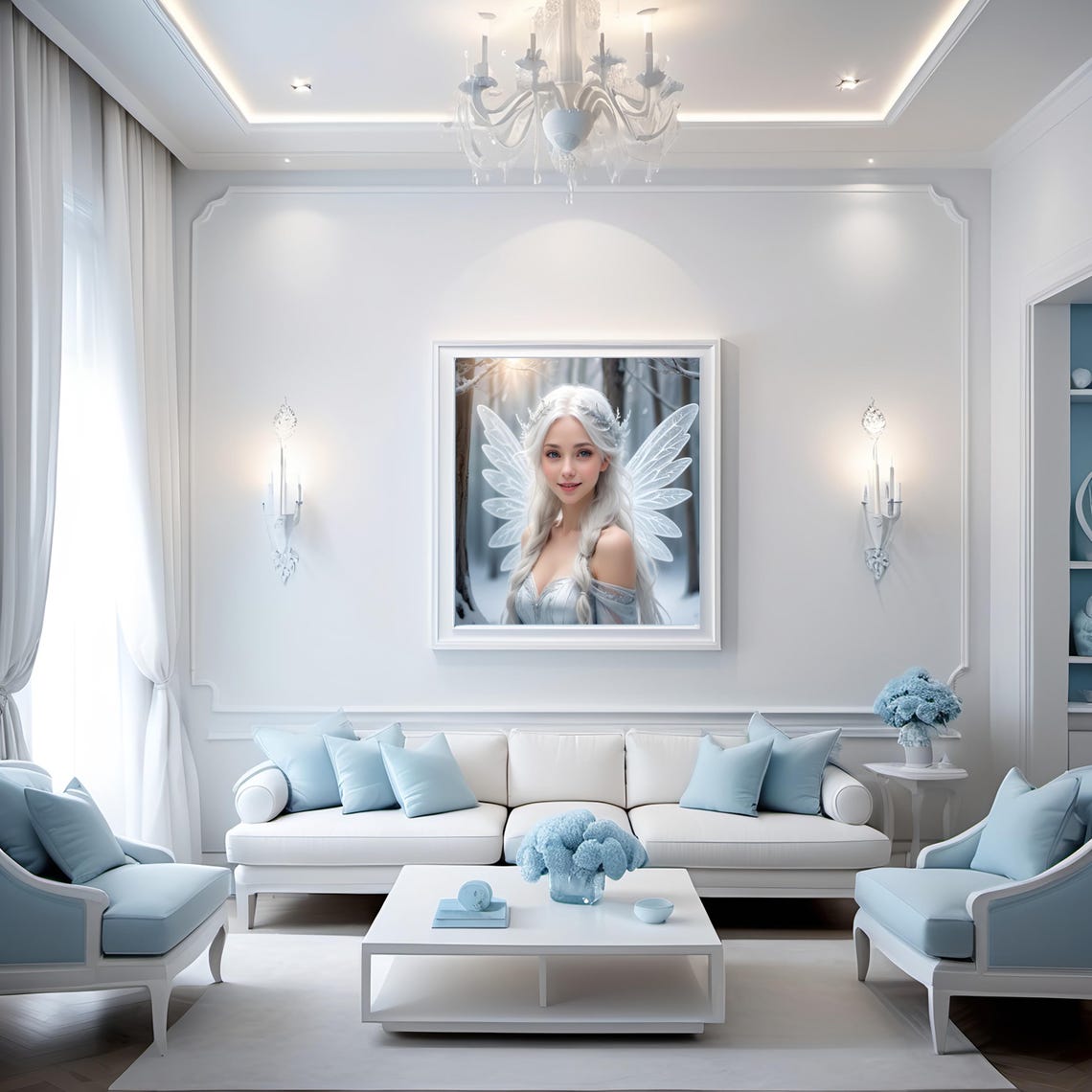 Ice Fairy Snowy Winter Forest Frost Crown Braid Magical Fantasy Poster - Image 2
