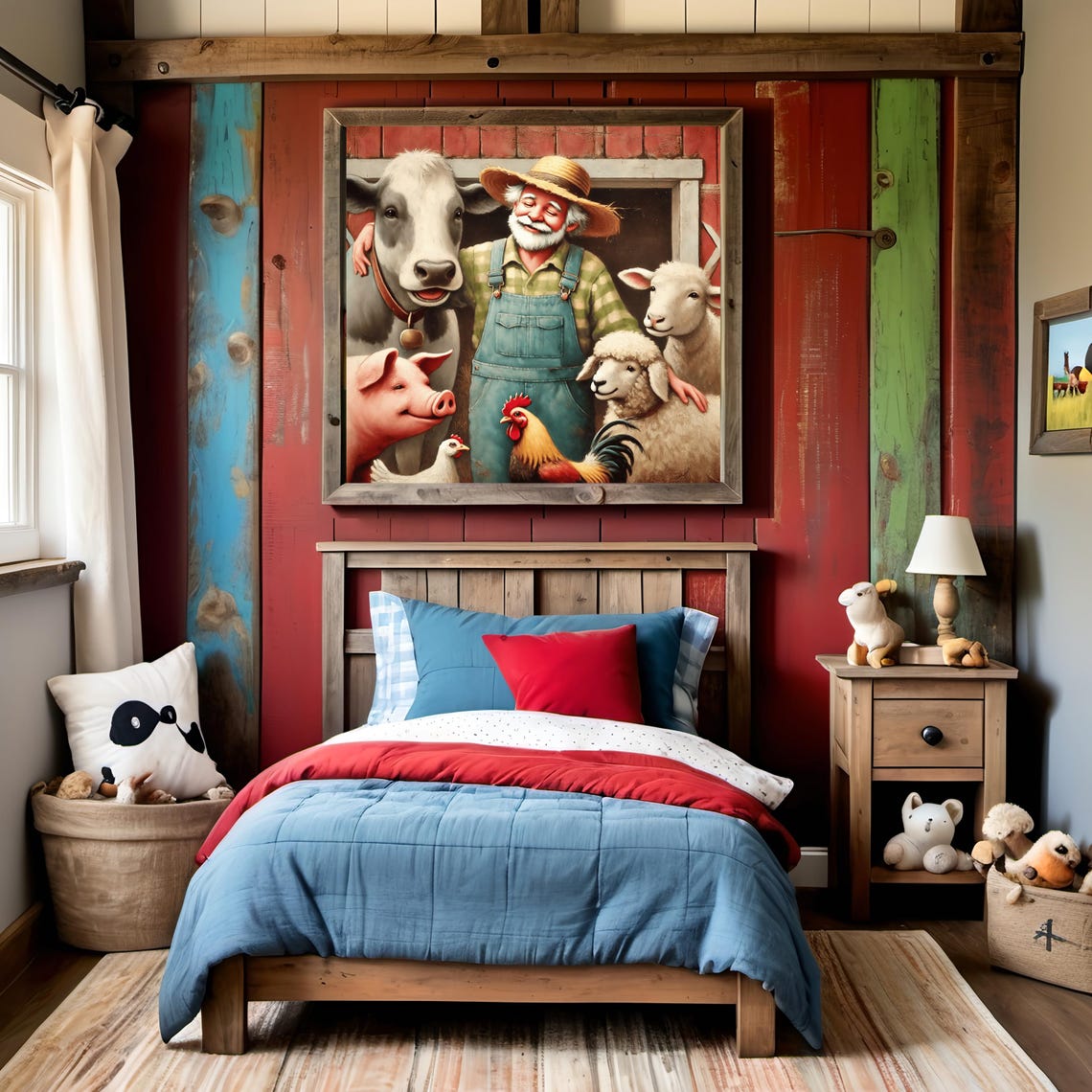 Old MacDonald Had A Farm Cheerful Farmer And Animals Art Poster - Image 2