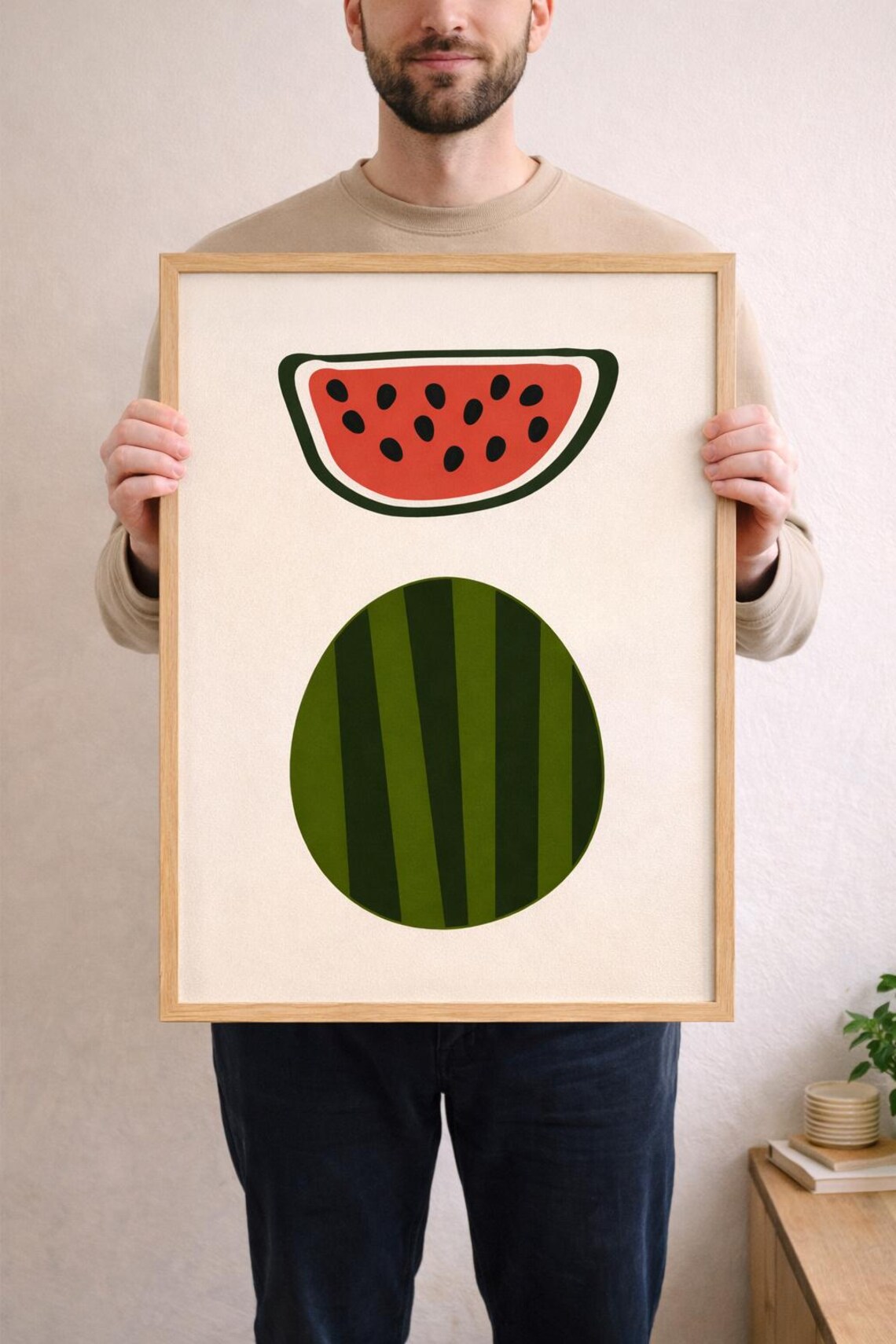 Watermelon Illustration Vintage Food Art Print Set