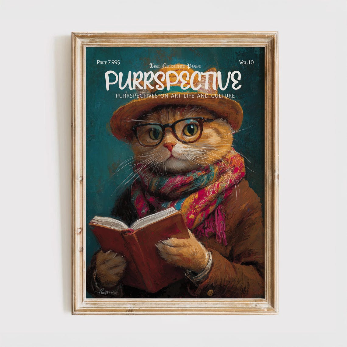 Purrspective Magazine Cover Print Funny Cat Poster Author Gift For Lover