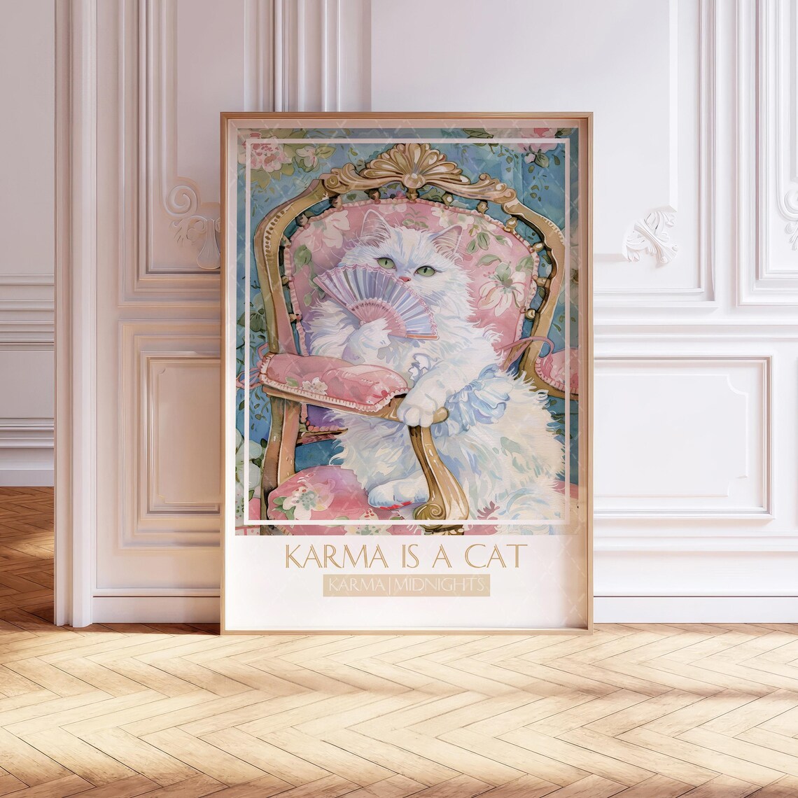 Karma Is A Cat Song Poster, Watercolor Art Print