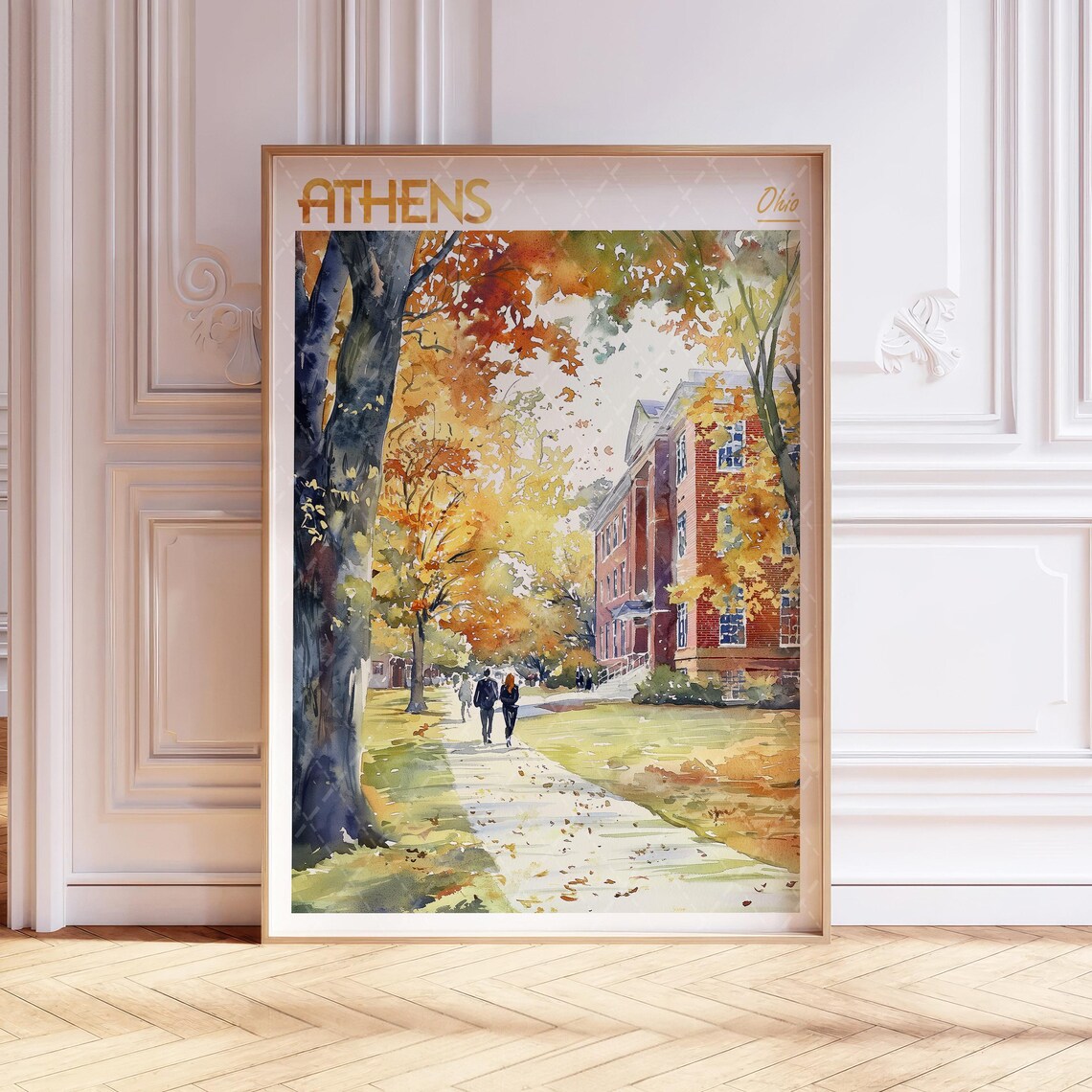 Athens Watercolor Travel Poster, World Cities Art