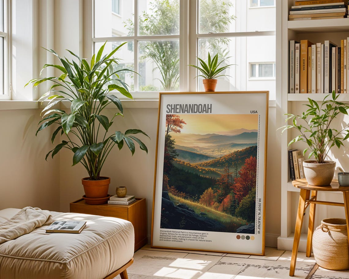 Shenandoah Virginia Sunset Valley Mist National Park Travel Poster - Image 5