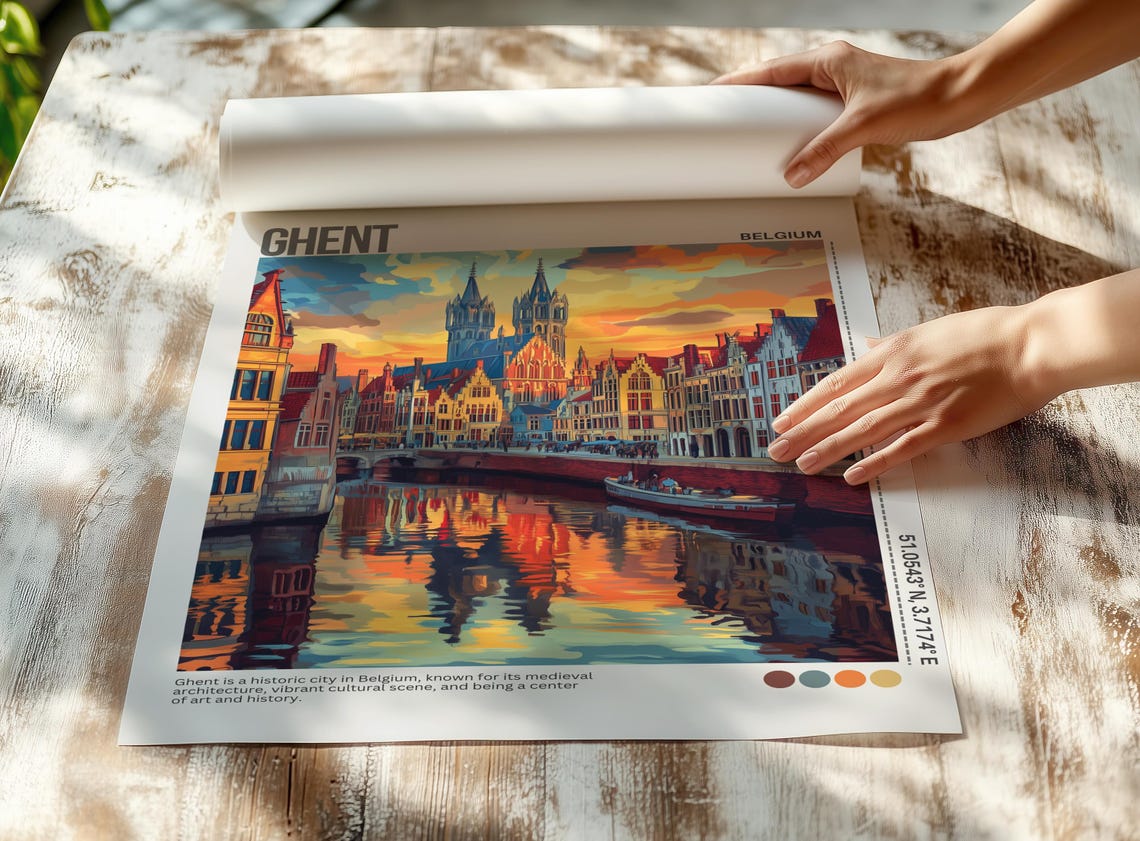 Ghent Print Belgium Wall Art Watercolor Painting Ghent Art Belgian Art Belgium Cityscape Belgium Decor Europe Print Travel Gift - Image 3
