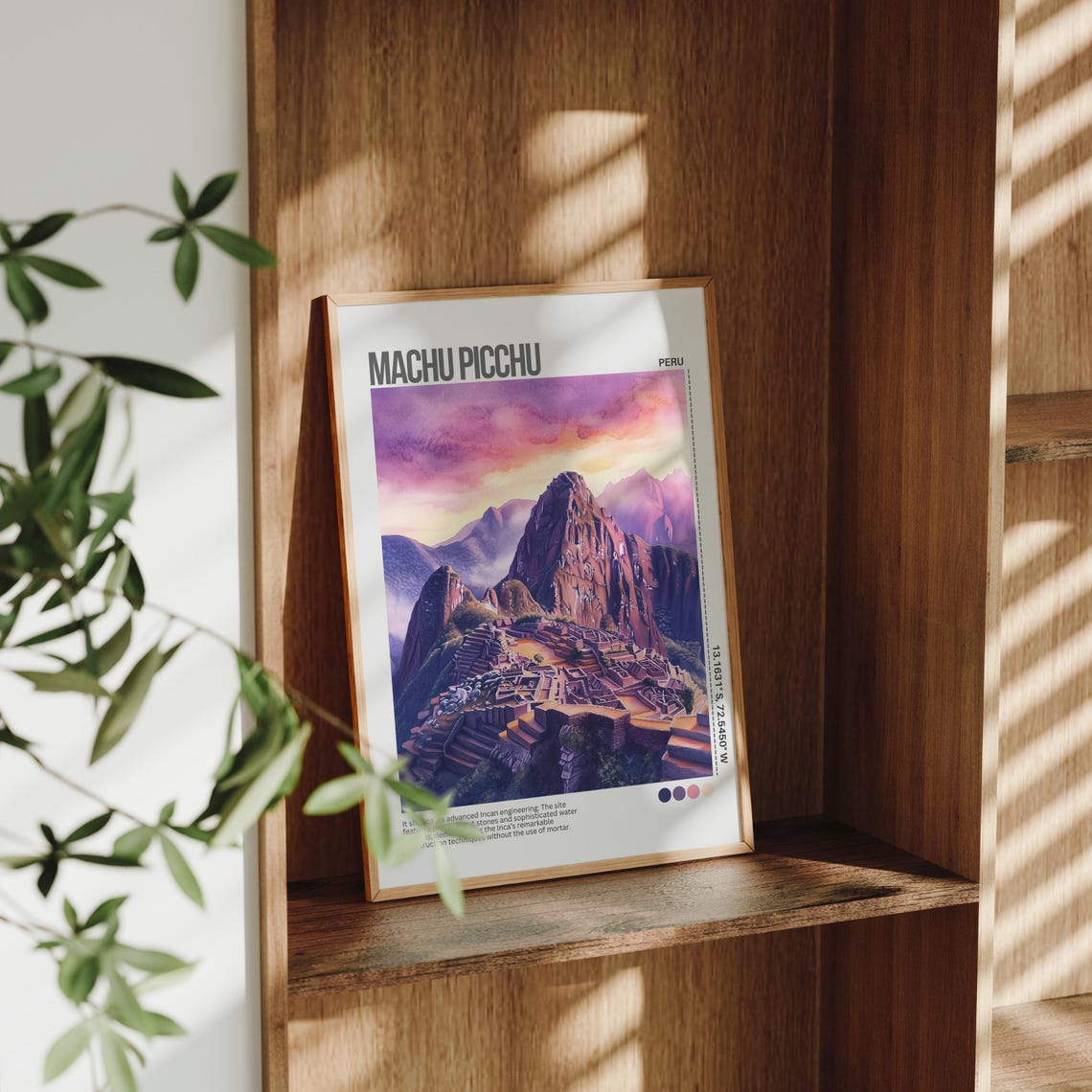 Machu Picchu Pink Sunset Peru Watercolor Mountain Travel Poster - Image 7
