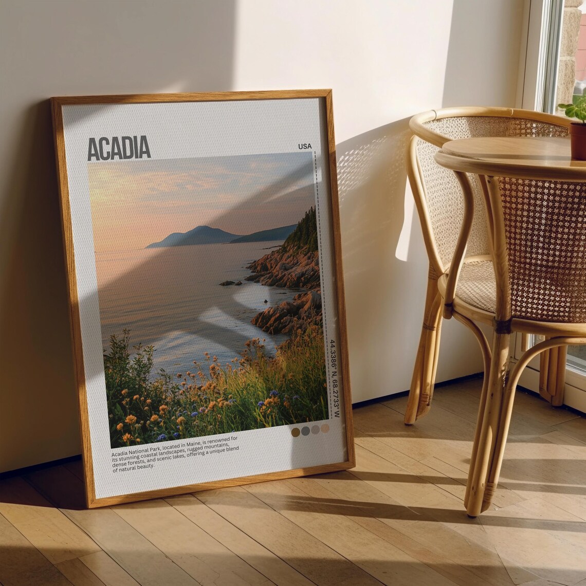 Acadia National Park Maine Rocky Coastal Sunrise Travel Poster - Image 4