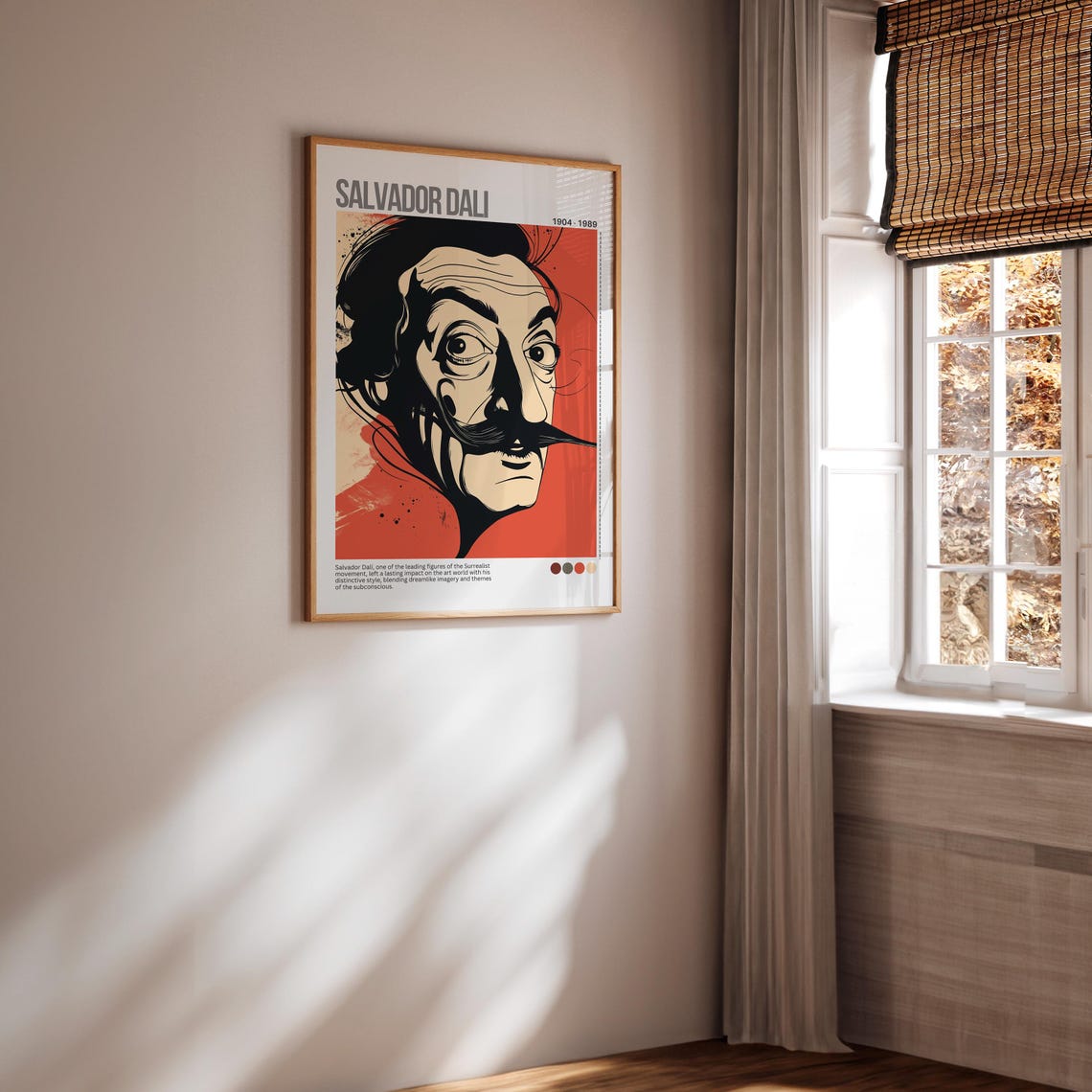 Salvador Dali Portrait Surrealist Artist Red Background Poster - Image 7