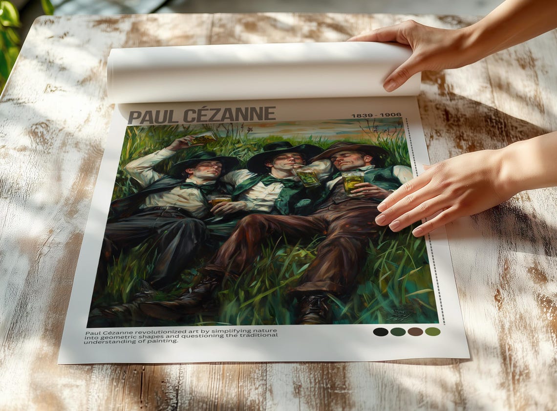 Paul Cezanne Friends Drinking Meadow Classic Painting Poster - Image 5