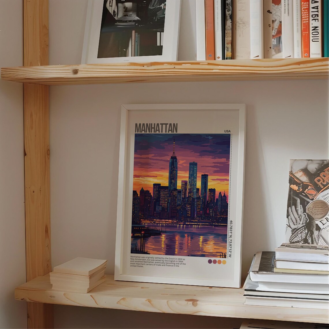 New York City Print Retro Manhattan City Skyline Poster Empire State Skyscraper Wall Art Vintage Travel Decor Travel City Poster - Image 7