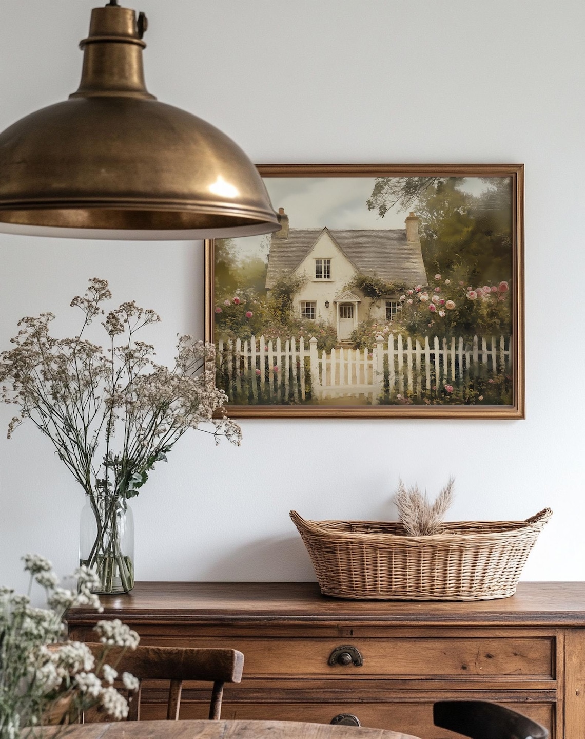 English Country Cottage Rose Garden White Picket Fence Poster - Image 6