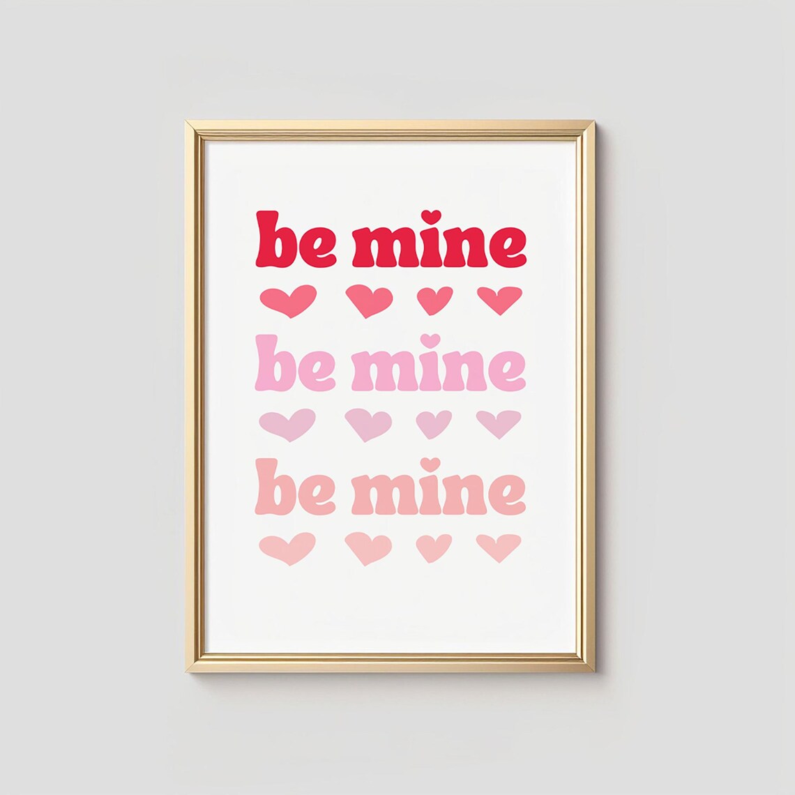 Be Mine Retro Groovy Typography Hearts Pink Valentine Quote Poster - Image 2