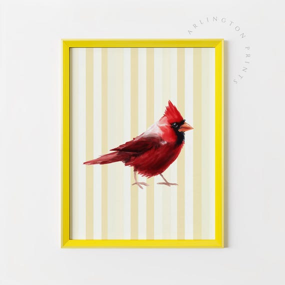 Cardinal Bird Nursery Art, Preppy Animal Decor